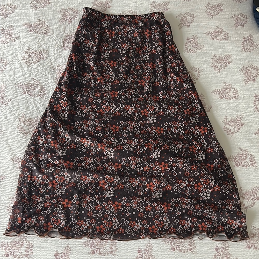 Floral Brown and Red Women's Skirt
